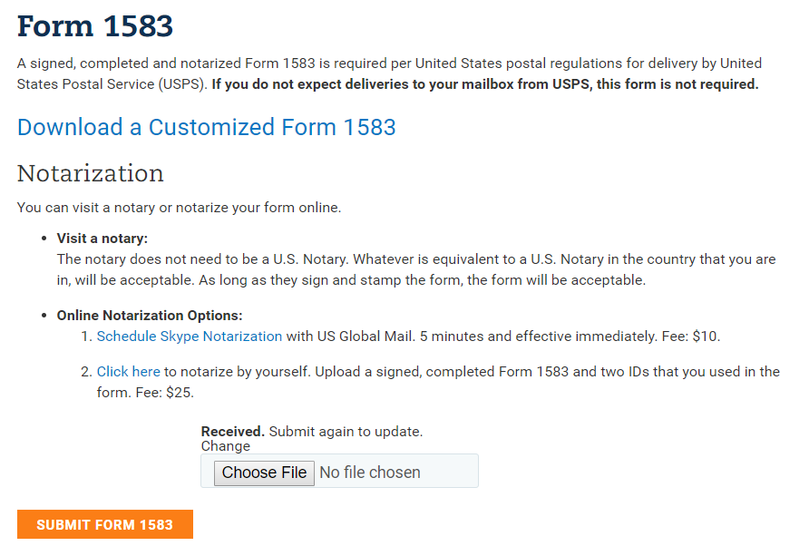 usps mail forwarding form 1583